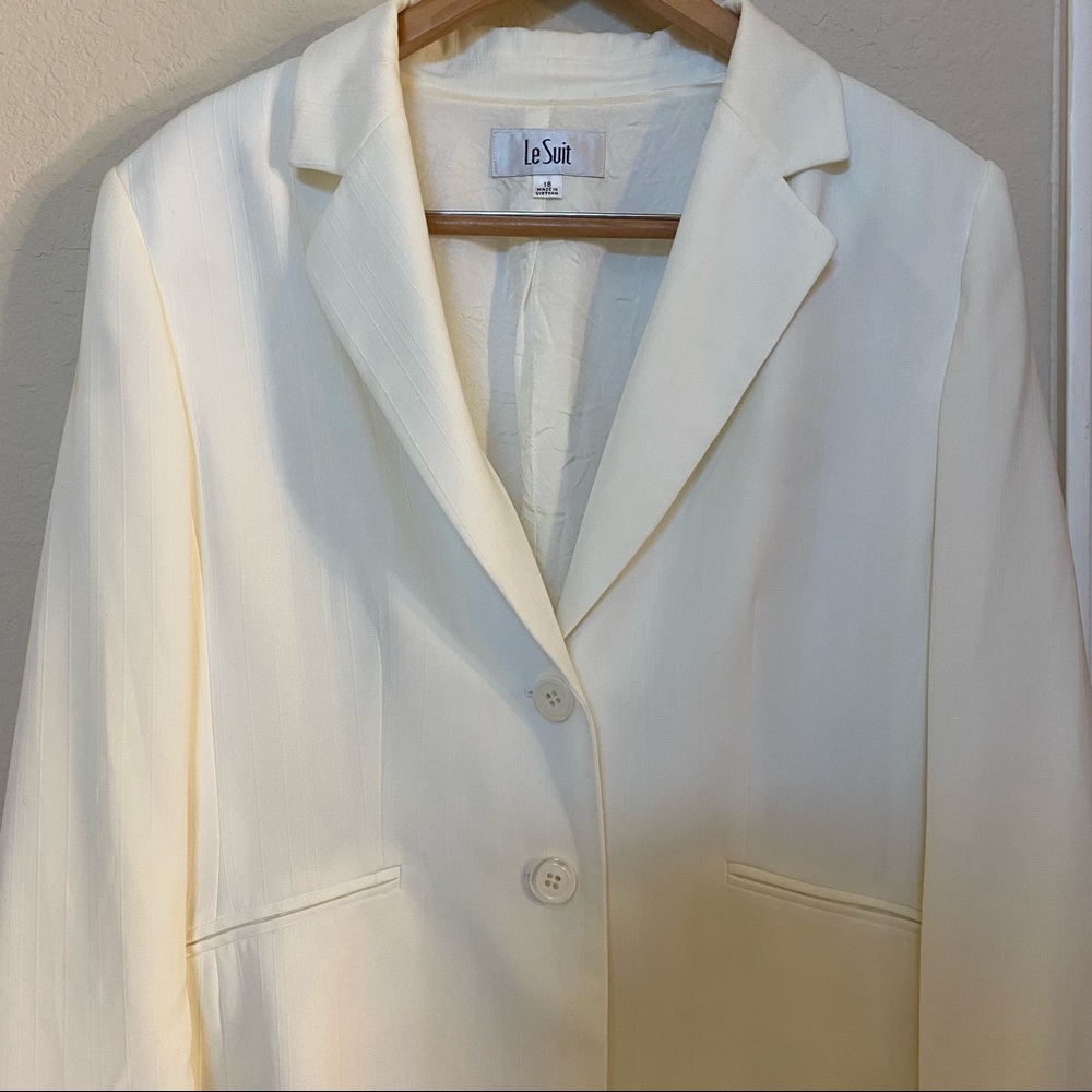 Le Suit womens white blazer suit jacket XL